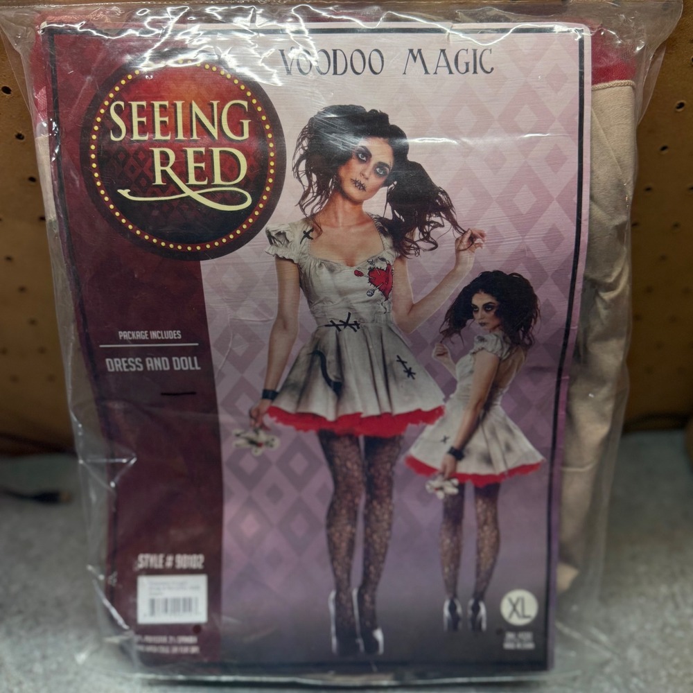 Seeing Red Voodoo Magic Costume Women XL Tan Spooky Doll Dress 90102 Dress Only